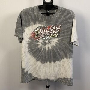 Colortone Talladega Racing Shirt Mens XL Gray Skull Tie Dye Graphic Tee 2022
